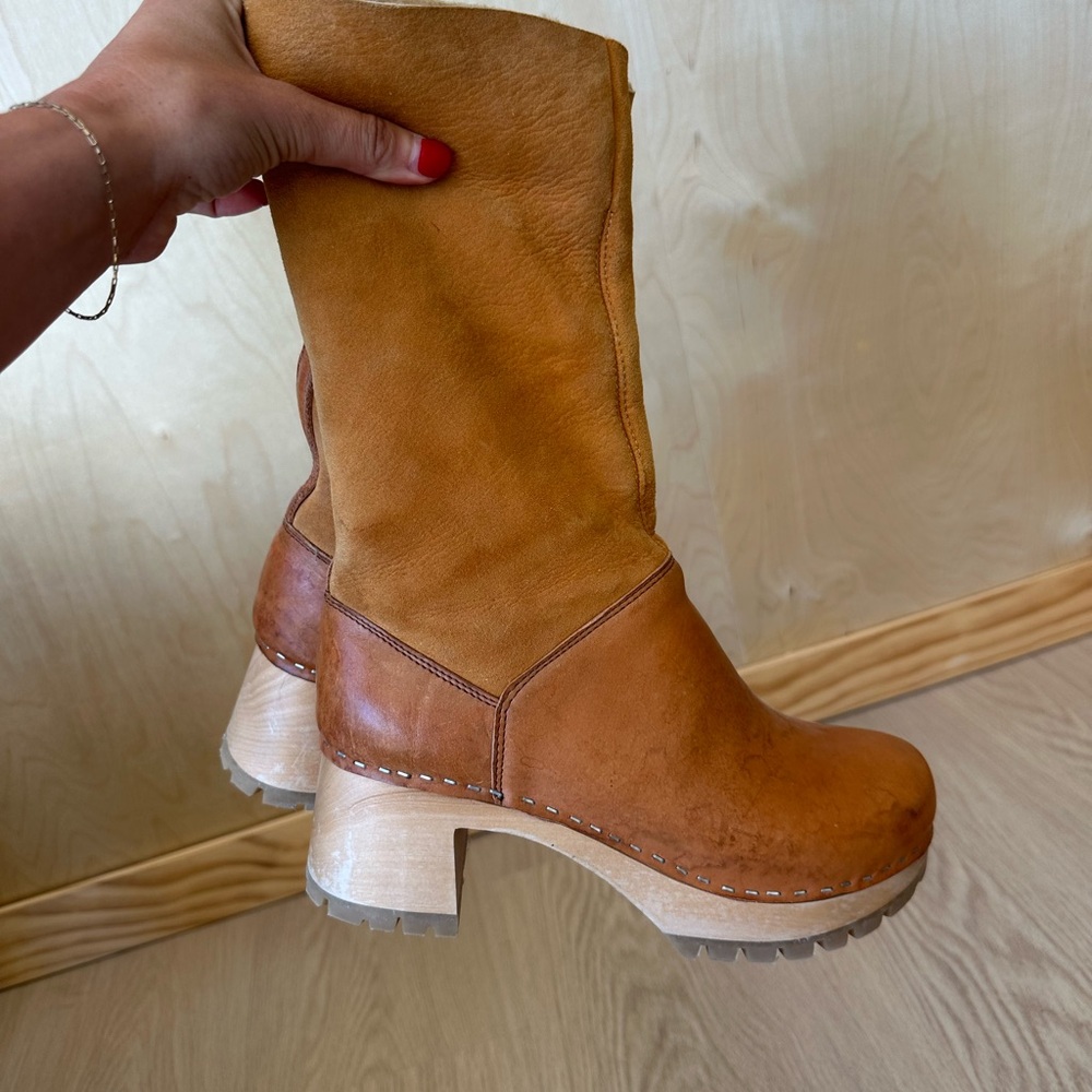 Swedish Hasbeens Shearling Lined Clog Boots